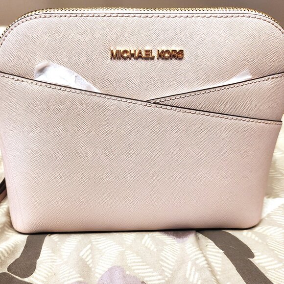 Michael Kors Jet Set Travel Medium Logo Dome Crossbody Bag - Pink - NWT - Picture 1 of 12